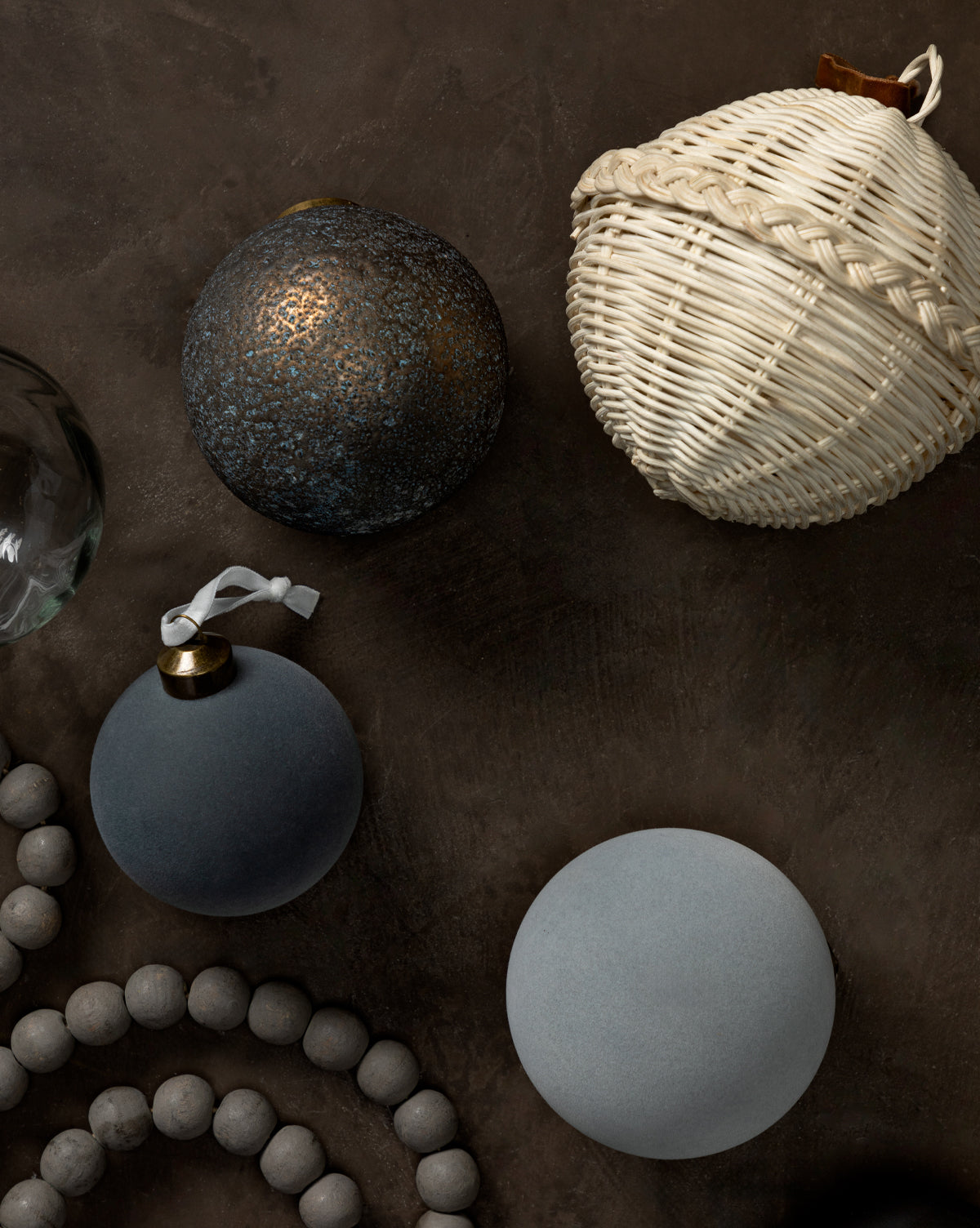 4" Assorted Flocked Baubles (Set of 4)