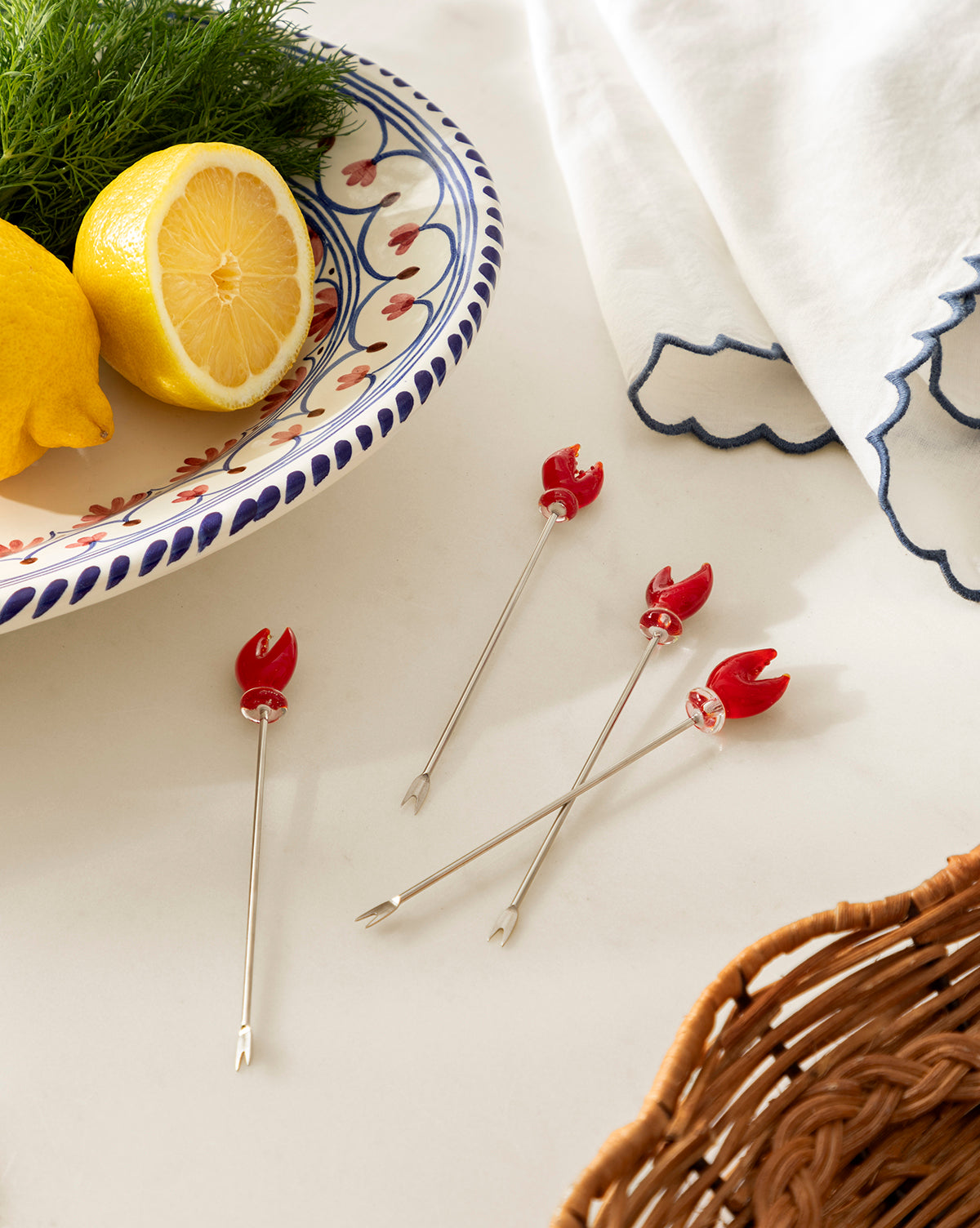 Glass Lobster Claw Picks (Set of 4)