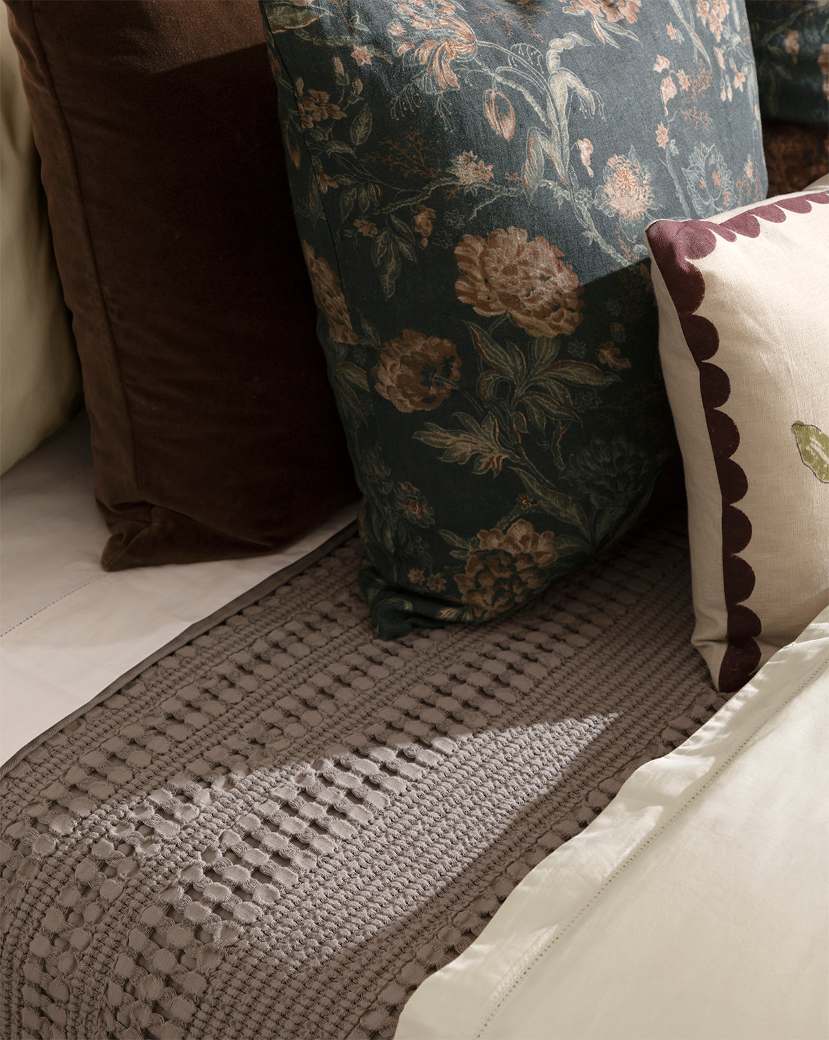 Carnel Gray Waffle Blanket