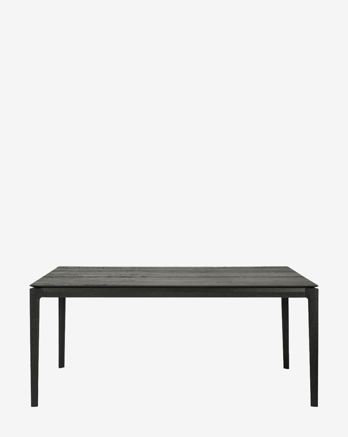 The Alec Dining Table boasts a minimalist rectangular black design with four straight legs and sturdy construction, ideal for modern dining rooms, by McGee & Co. Shown against a plain white background.