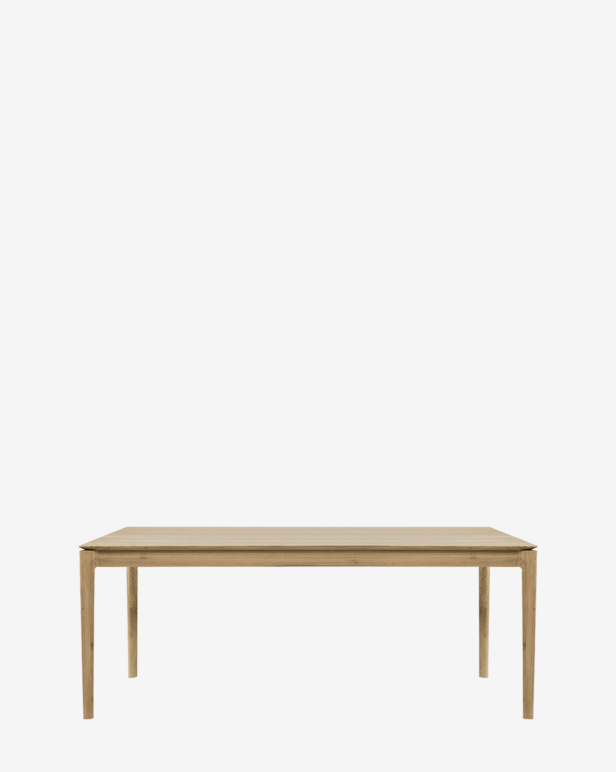 The Ethnicraft Alec Dining Table showcases sturdy construction with a simple rectangular wooden design and four straight legs, photographed against a plain white background—ideal for any dining room. McGee & Co.