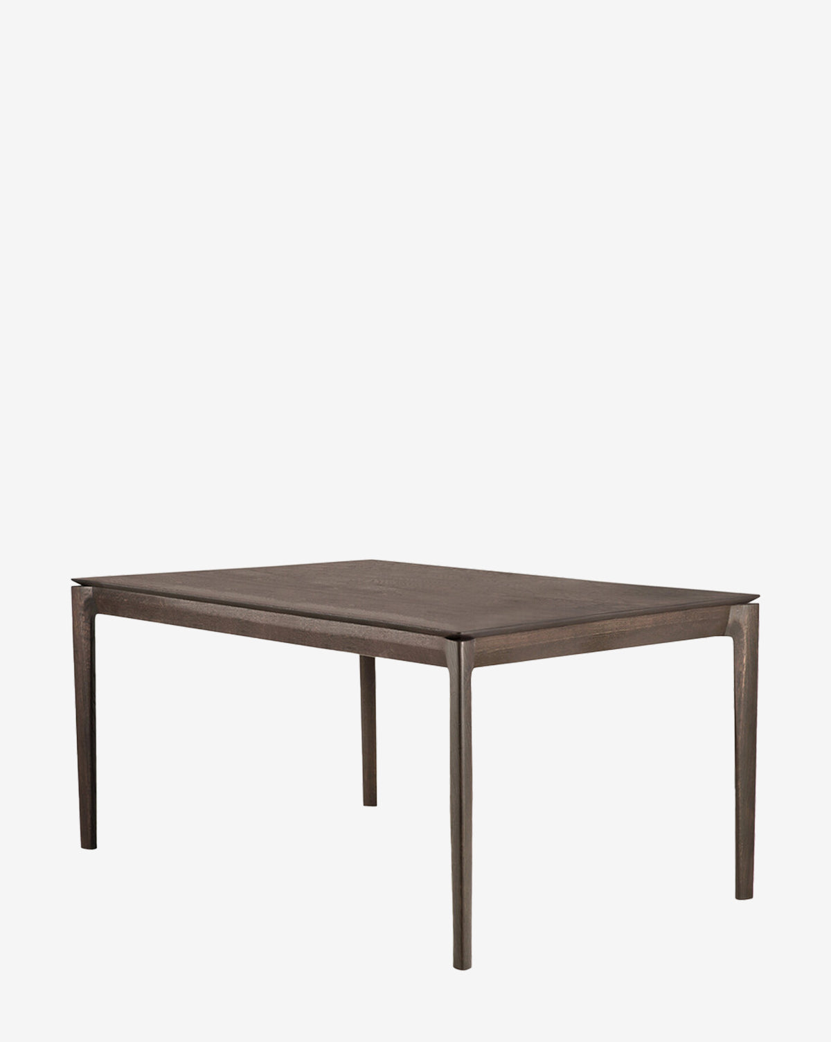 The Alec Dining Table showcases sturdy construction with four slender, tapered legs and a smooth, dark finish, shown here against a plain white background—ideal for elevating your dining space by McGee & Co.