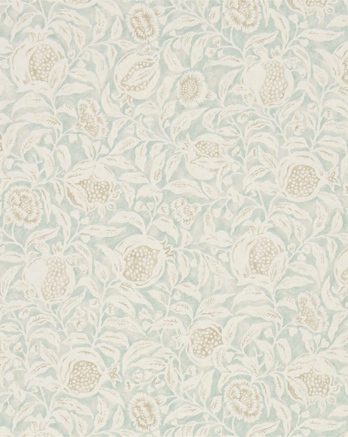Wallpaper in linen tones with whimsical pomegranates and florals, perfect for playful yet refined spaces by McGee & Co.
