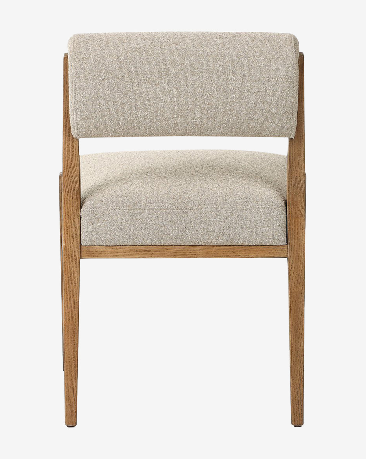 The Bailey Dining Chair features a light beige upholstered seat and backrest with a smoked oak frame and straight legs, displayed front-facing on a white background, by McGee & Co.