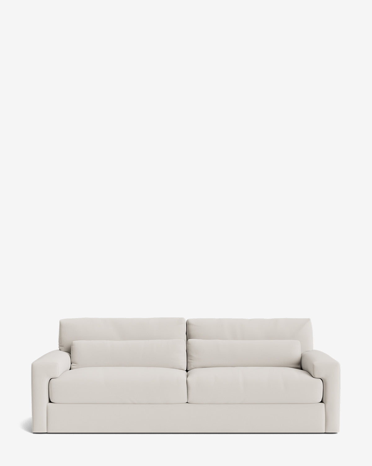 The Beckstead Sofa 92 features a modern, minimalist design in light beige with wide armrests and plush cushions, set against a plain white background, by McGee & Co.