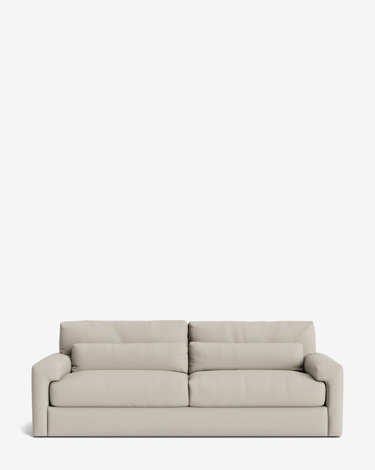 A modern Beckstead Sofa 92 in light beige, featuring thick cushions and low, rounded arms, displayed against a plain white background by McGee & Co.
