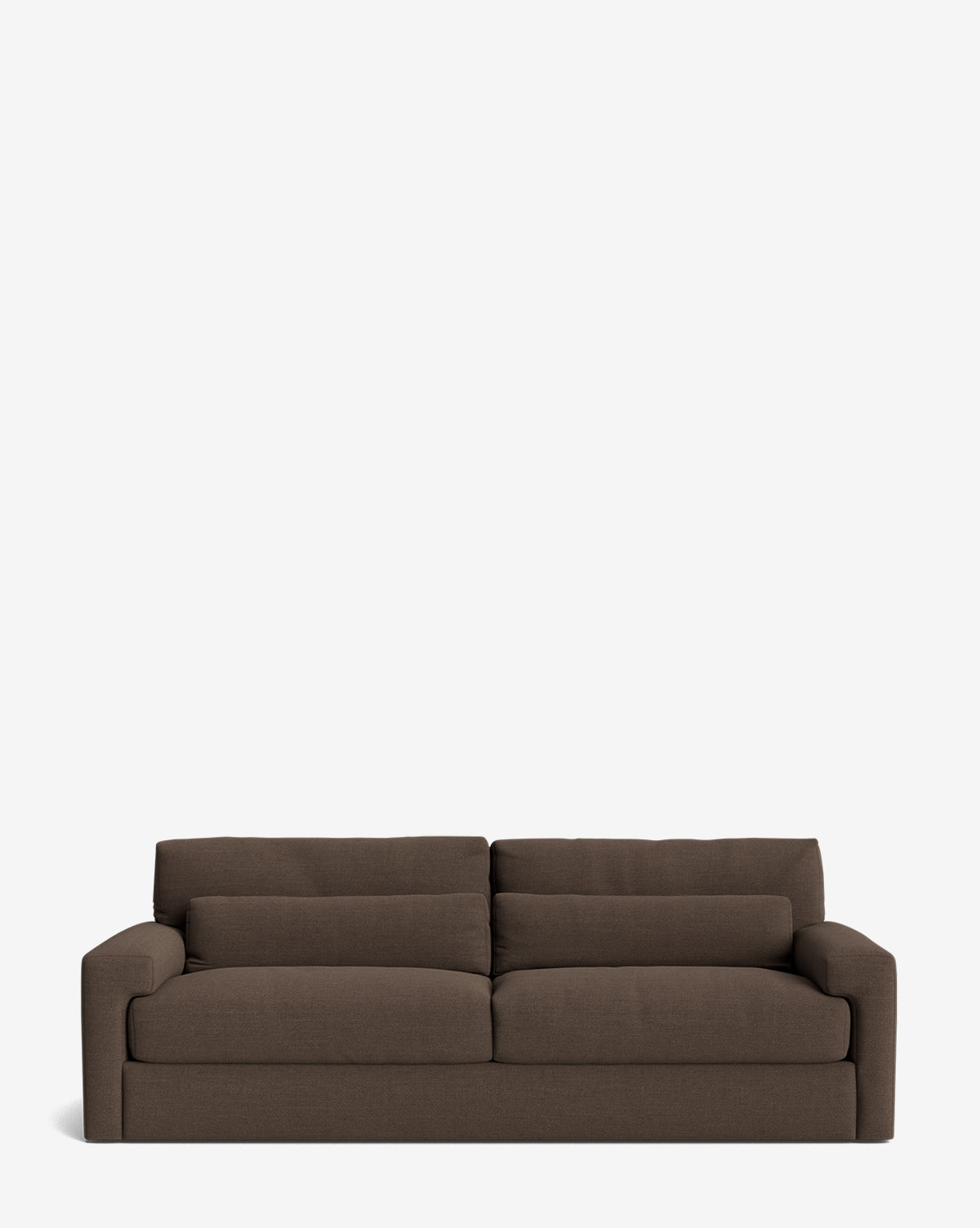 A modern Beckstead Sofa 92 with dark brown upholstery and plush seat and back cushions, displayed against a plain white background by McGee & Co.