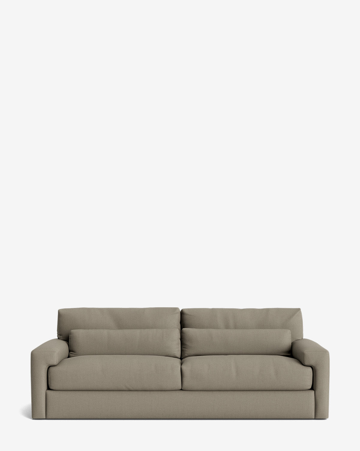 The Beckstead Sofa 92, in light gray upholstery with two seat and two back cushions, is set against a plain white background—a stylish, customizable addition to any contemporary space, by McGee & Co.