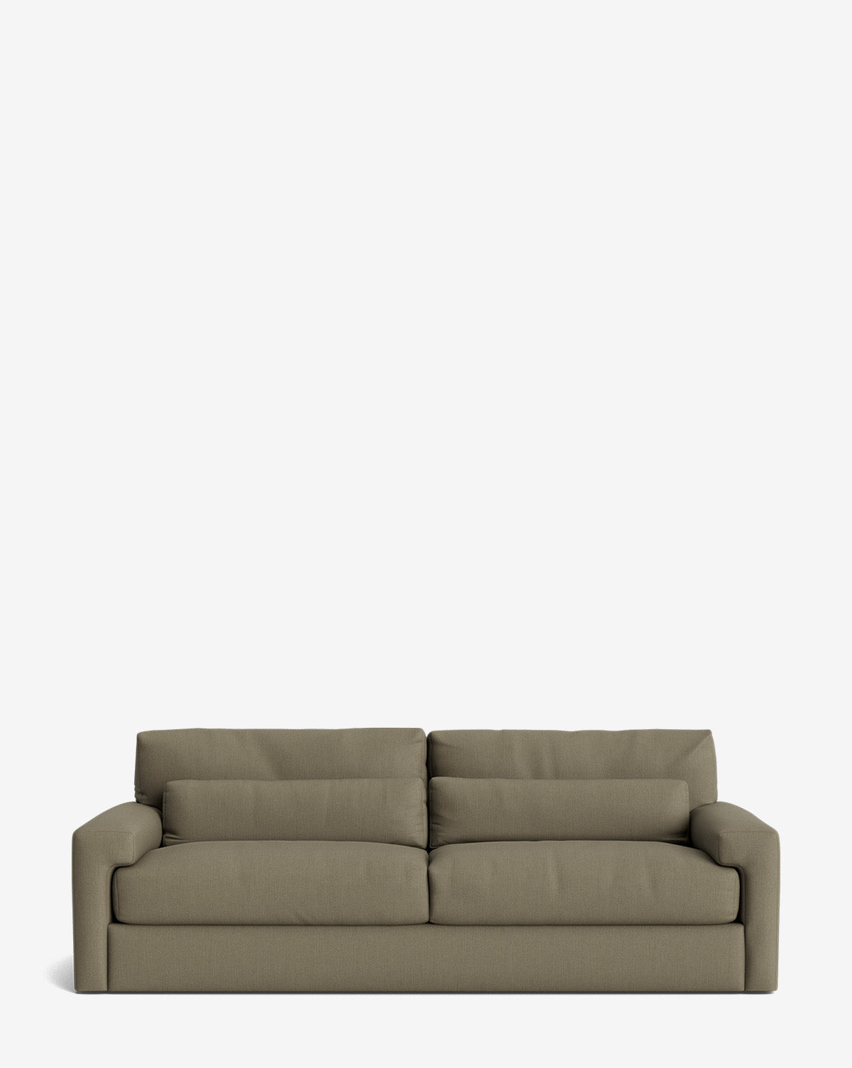 The Beckstead Sofa 92 is a modern olive-green fabric sofa with wide armrests and plush cushions, shown against a plain white background by McGee & Co.