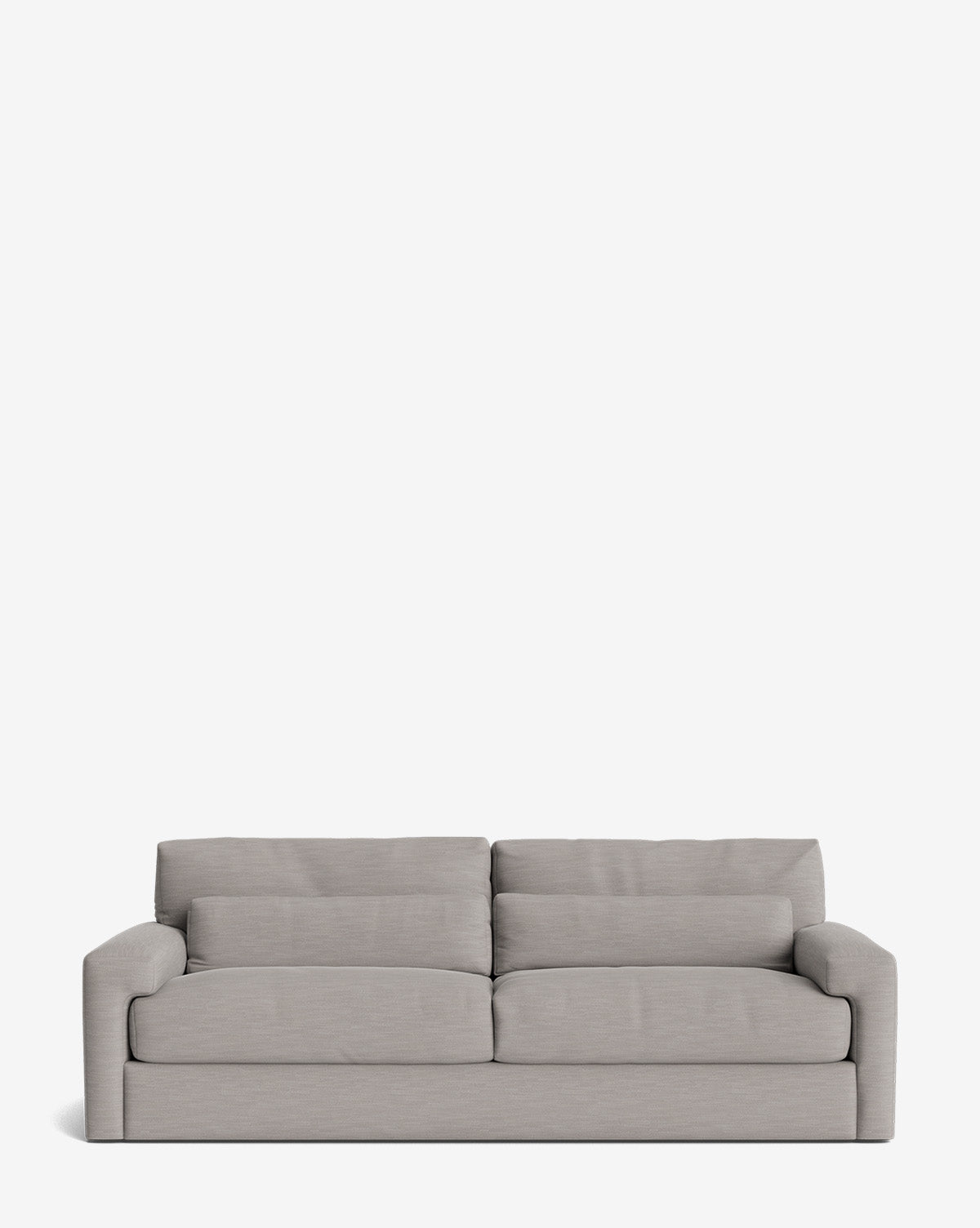 The Beckstead Sofa 92 is a modern, light gray fabric sofa with wide armrests and plush cushions, shown against a plain white background. This customizable piece blends style and comfort for any contemporary space by McGee & Co.