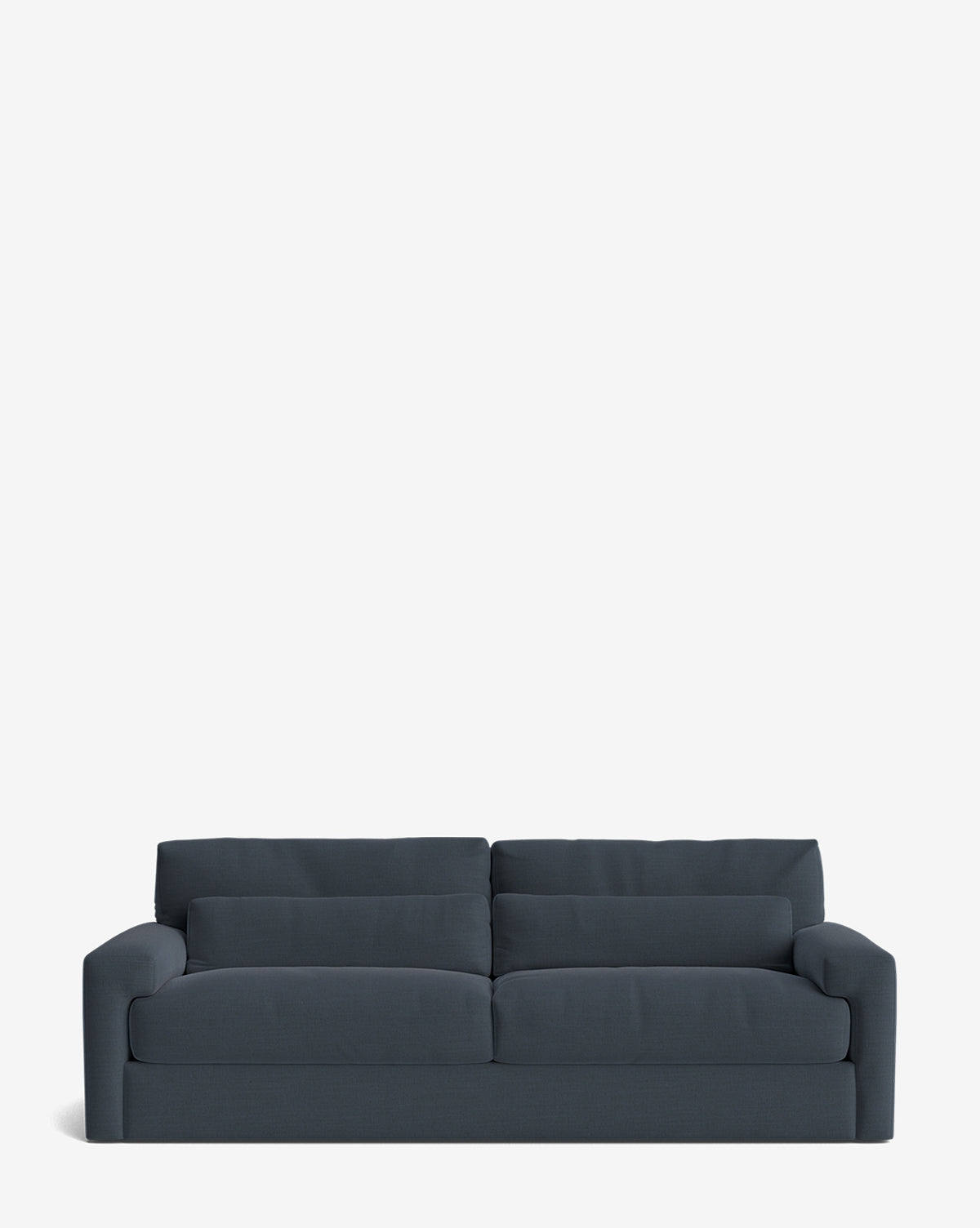 The Beckstead Sofa 92 is a modern, dark gray fabric sofa with wide cushioned seats, low arms, and a minimalist rectangular design, shown on a plain white background by McGee & Co.