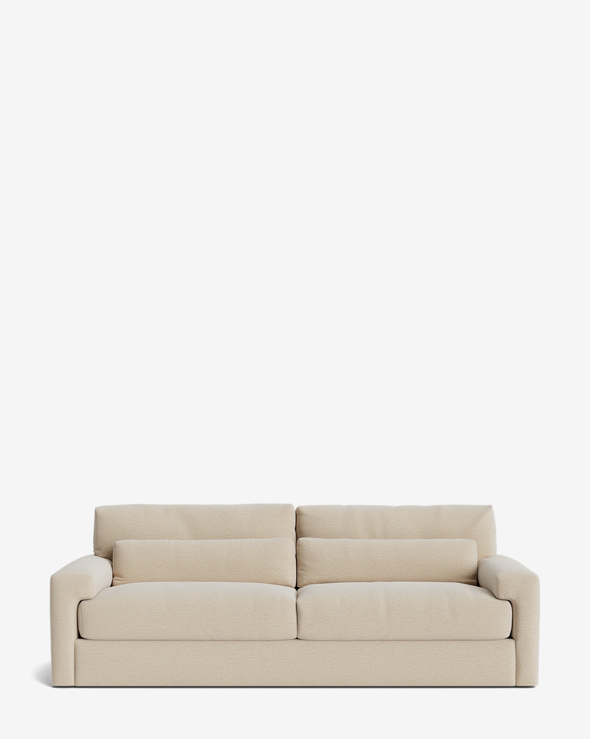 A modern Beckstead Sofa 92 in beige with plush cushions and rounded armrests, set against a plain white background. This customizable sofa combines comfort and style seamlessly, by McGee & Co.