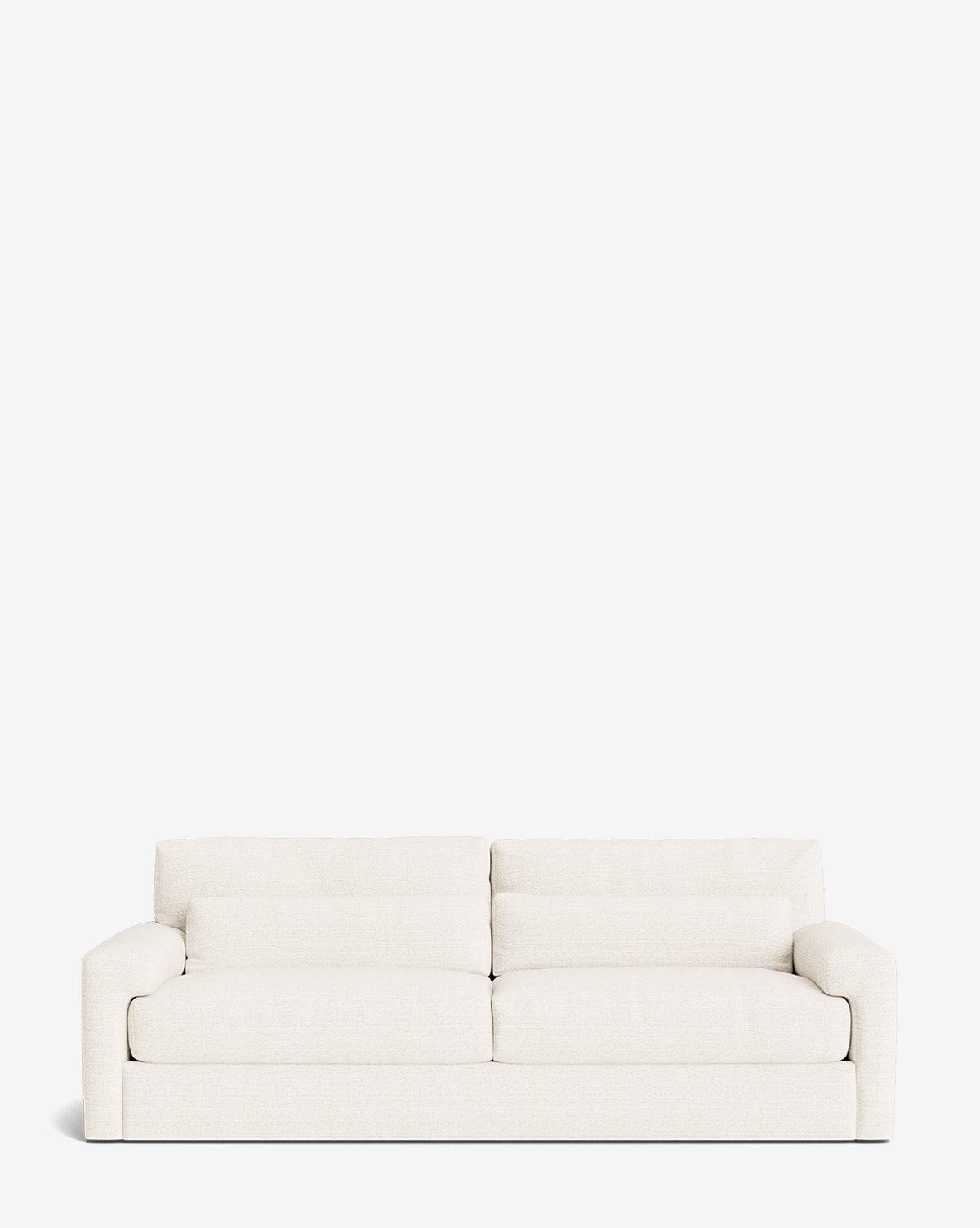 The Beckstead Sofa 92 is a modern, minimalist white sofa featuring plush cushions and wide armrests, shown against a plain white background by McGee & Co.
