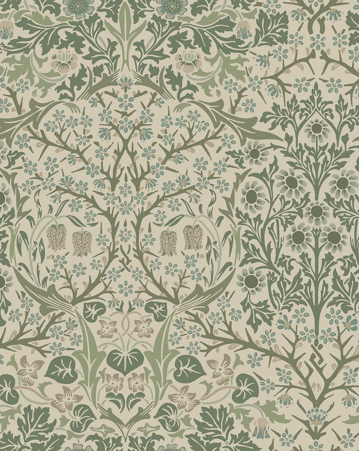 Certainly! Here is your original text with the exact string McGee & Co. blended at the end: Inspired by Morris & Co. x McGee & Co. Blackthorn Wallpaper by Sanderson Design Group, this vintage floral features intricate green, blue, and beige foliage and flowers on a cream background—ideal for a Shea McGee aesthetic. McGee & Co.