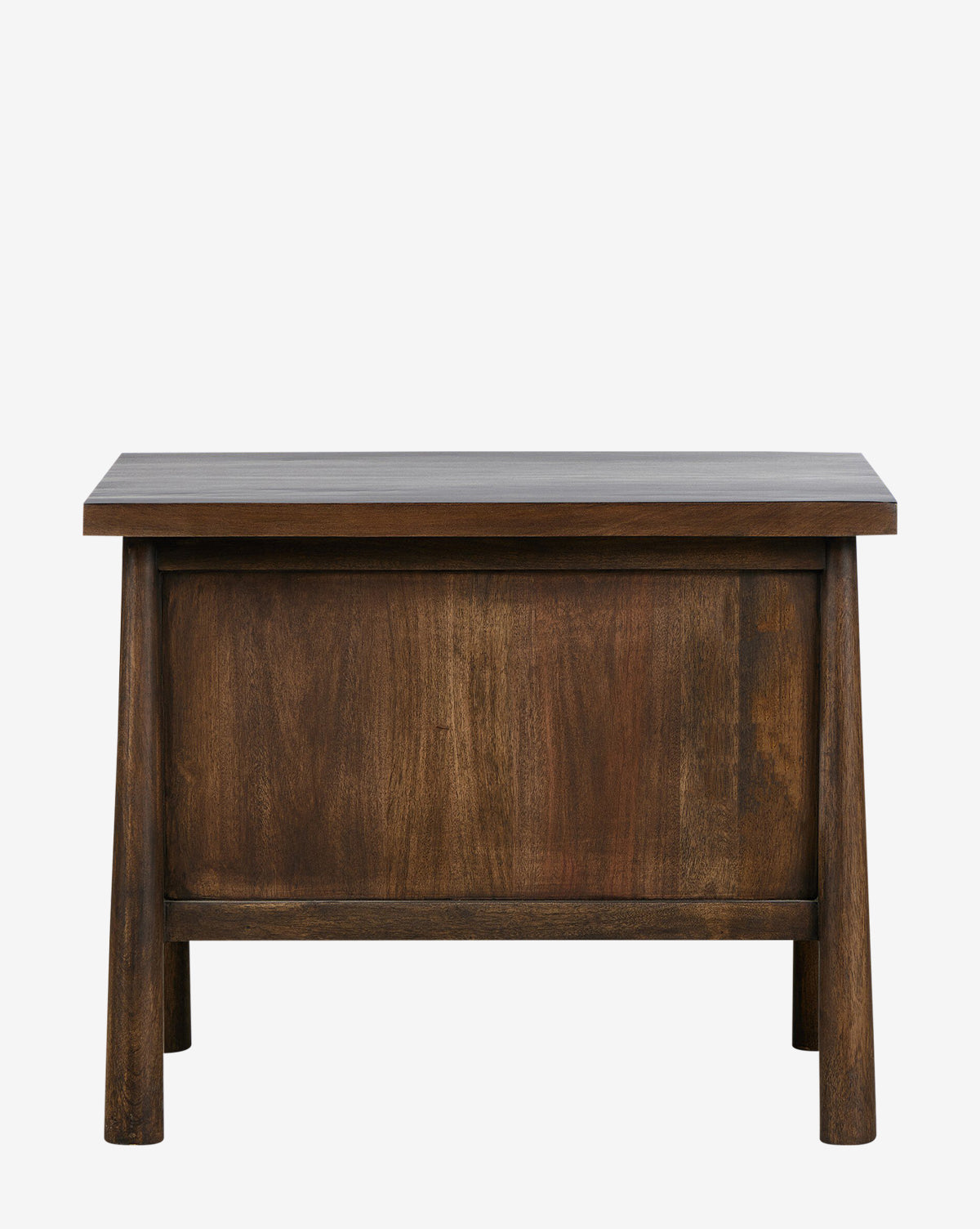 The Bridgewater Nightstand, featuring a dark brown finish, practical storage drawers with iron pulls, and slightly tapered legs, is photographed against a plain white background by McGee & Co.