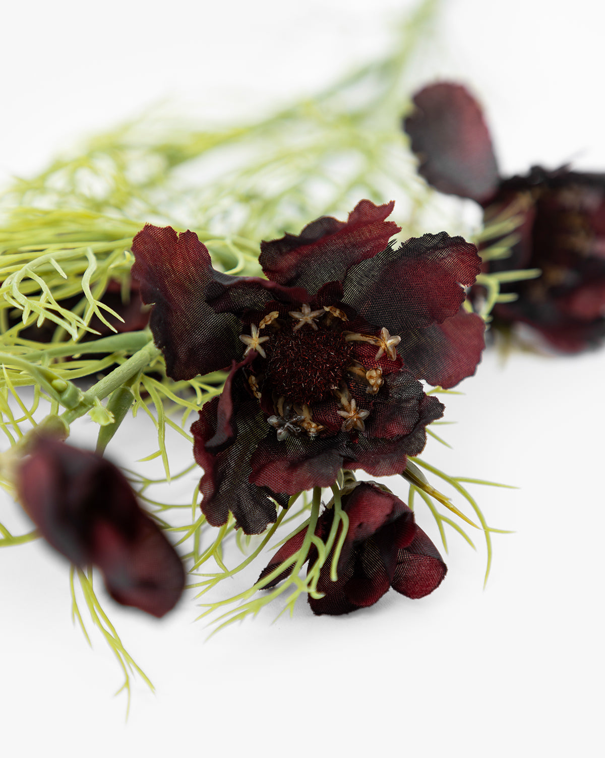 A close-up of the Burgundy Cosmos Stem, a stunning artificial flower ideal for enhancing your home decor, by McGee & Co.