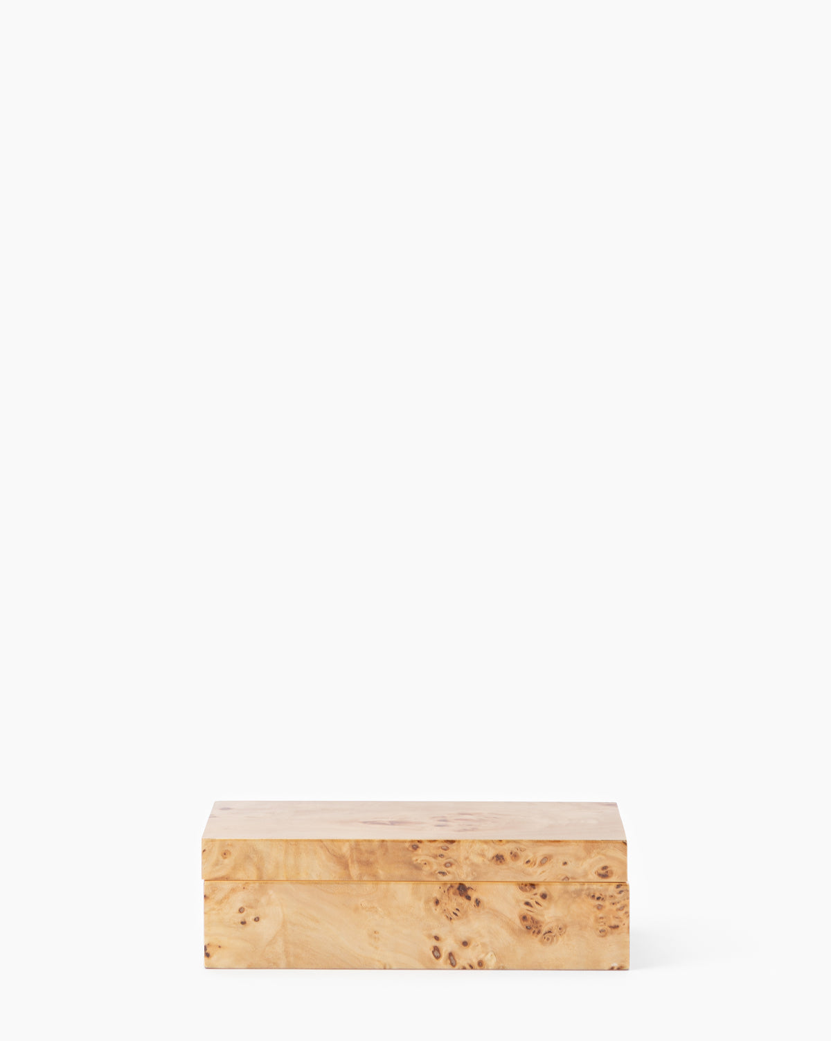The Burl Wood Box features a smooth, light-colored surface with a subtle textured grain, adding contemporary style against a clean white background.