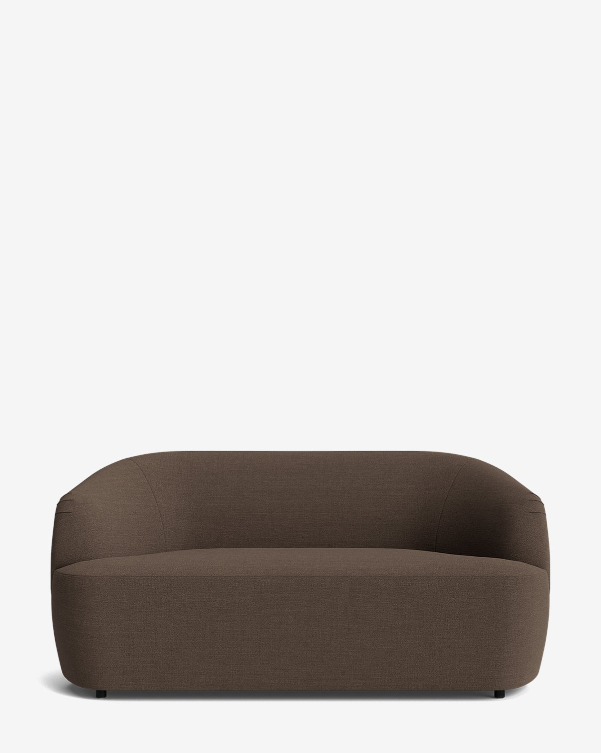 The Makerspalm Byron Settee 68 features a modern, minimalist design with a curved back and armrests, upholstered in fabric and shown against a plain white background. McGee & Co.