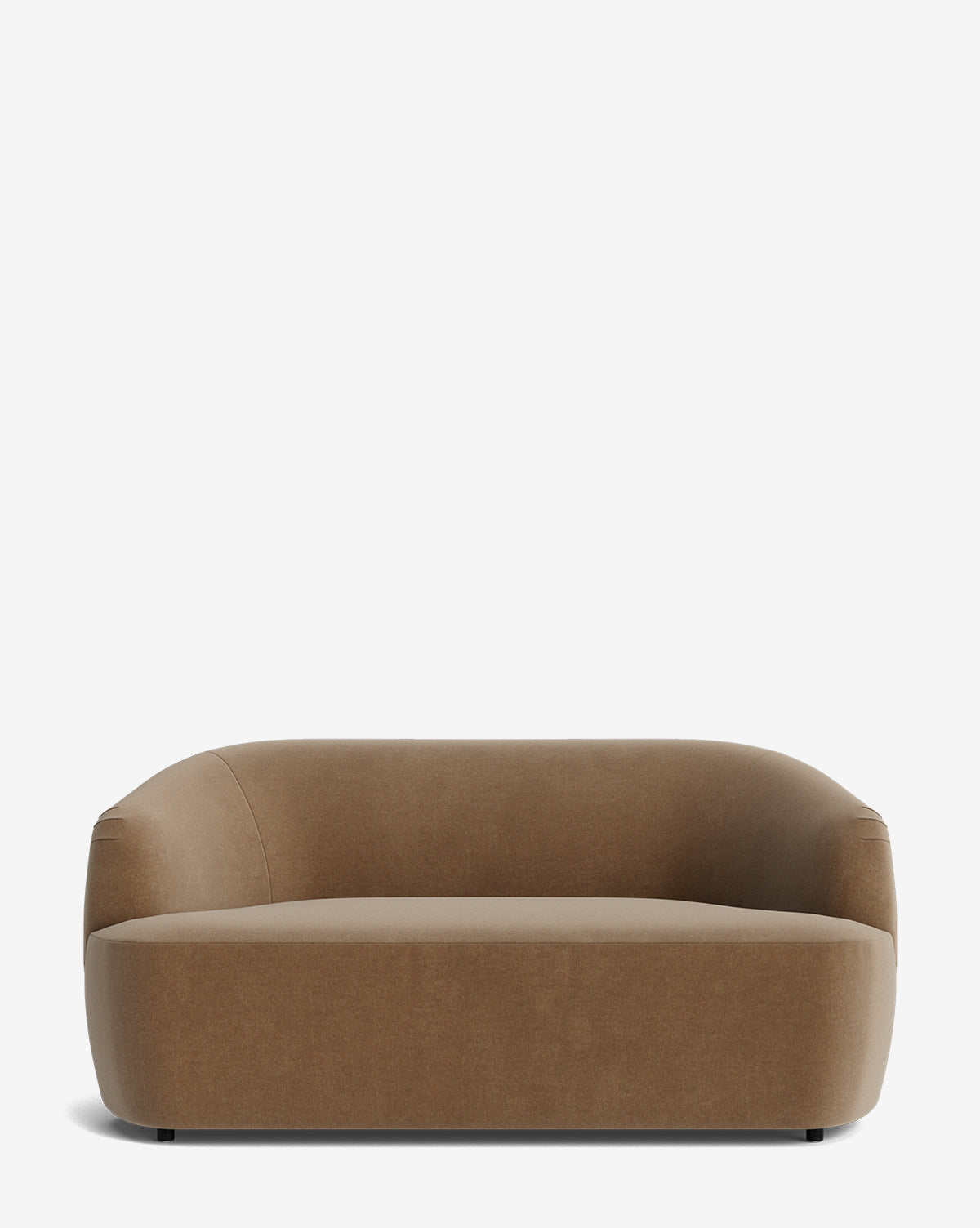 The Makerspalm Byron Settee 68 features a modern, minimalist design with rounded edges and a low backrest, upholstered in smooth fabric, set against a plain white background. McGee & Co.