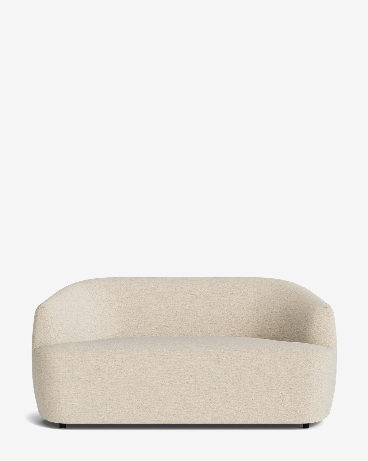 The Makerspalm Byron Settee 68 is a modern, minimalist beige settee with a low back and curved edges, featuring custom fabric, a soft rounded design, and no visible legs or armrests, set against a plain white background. McGee & Co.