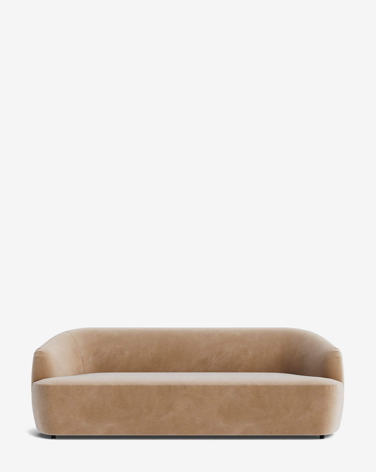 The Makerspalm Byron Sofa 96 features a modern, minimalist design with a low backrest and curved edges, upholstered in suede-like fabric, displayed against a plain white background. McGee & Co.