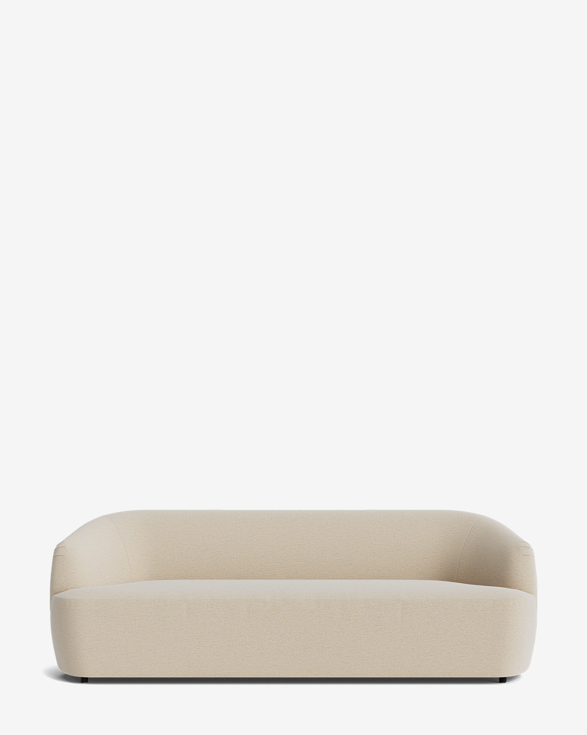 The Makerspalm Byron Sofa 96 features a minimalist, modern design in beige with rounded edges, a low profile, and gently curved back, set against a plain white background. McGee & Co.