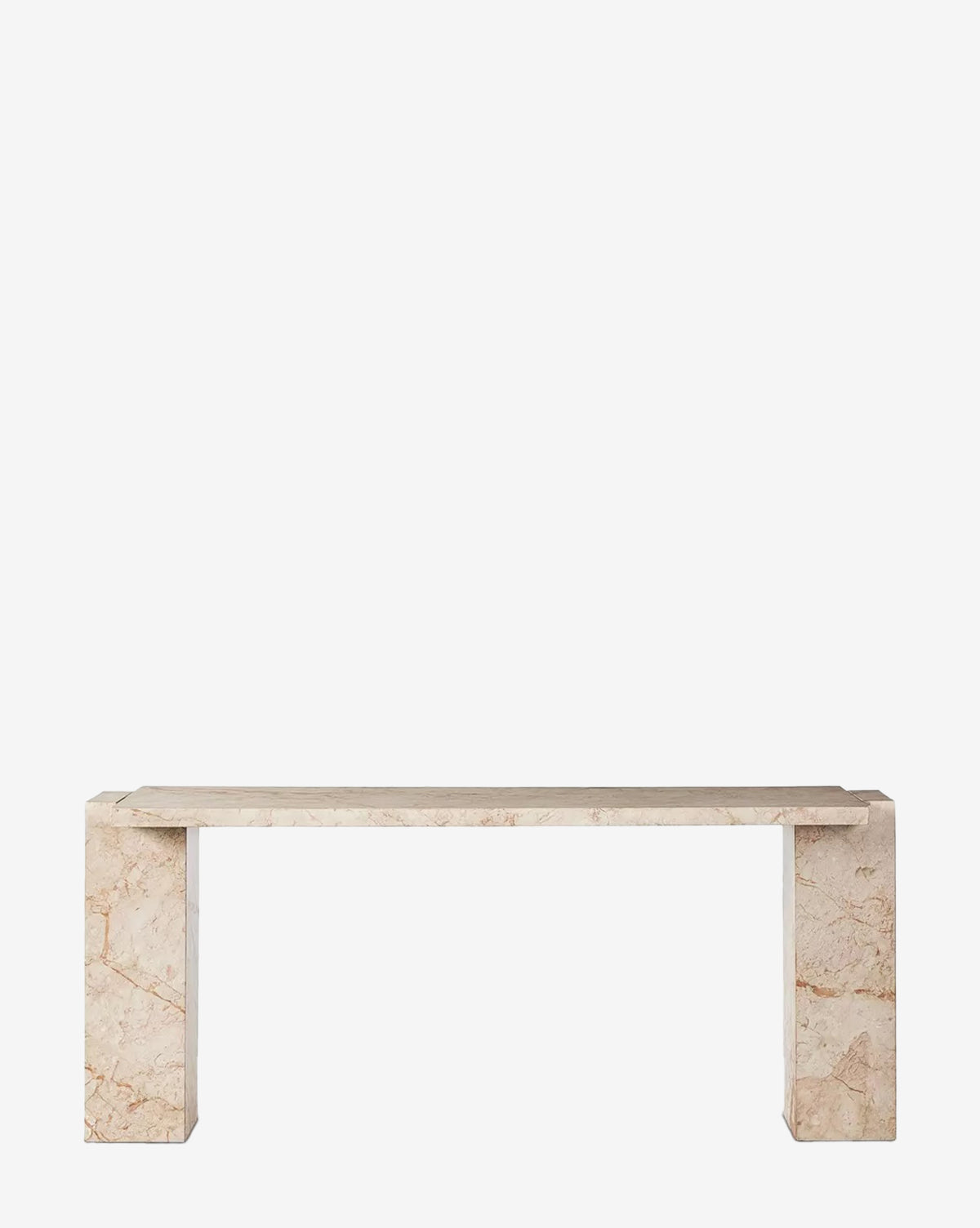 The Cassara Console Table features a minimalist design with clean lines and subtle natural marble veining in light beige, presented against a plain white background, by McGee & Co.