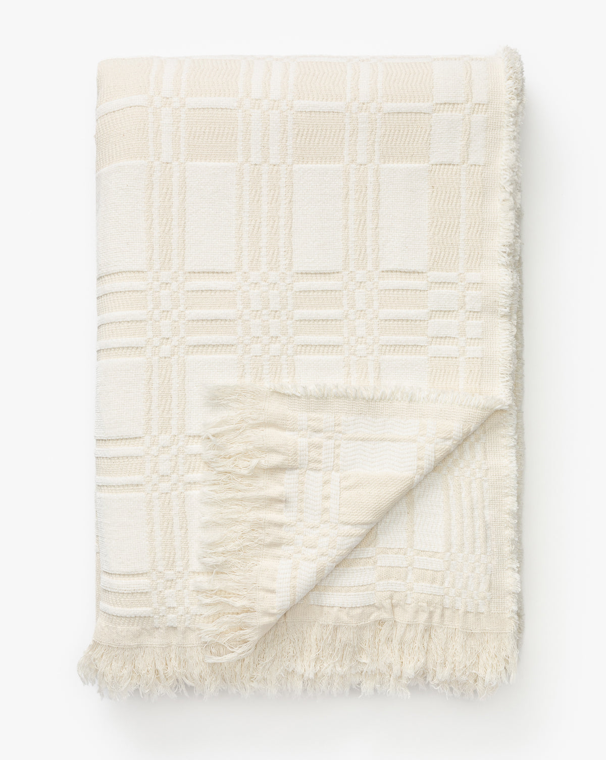 Cream colored cotton blanket for fall bedding styling from McGee & Co.