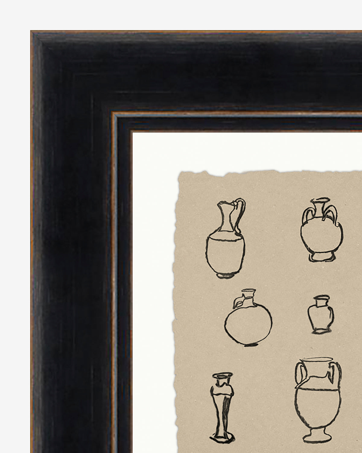 The Collection of Vases features several elegant vases in a black wood frame with a black border, perfect for displaying a stunning giclee print.