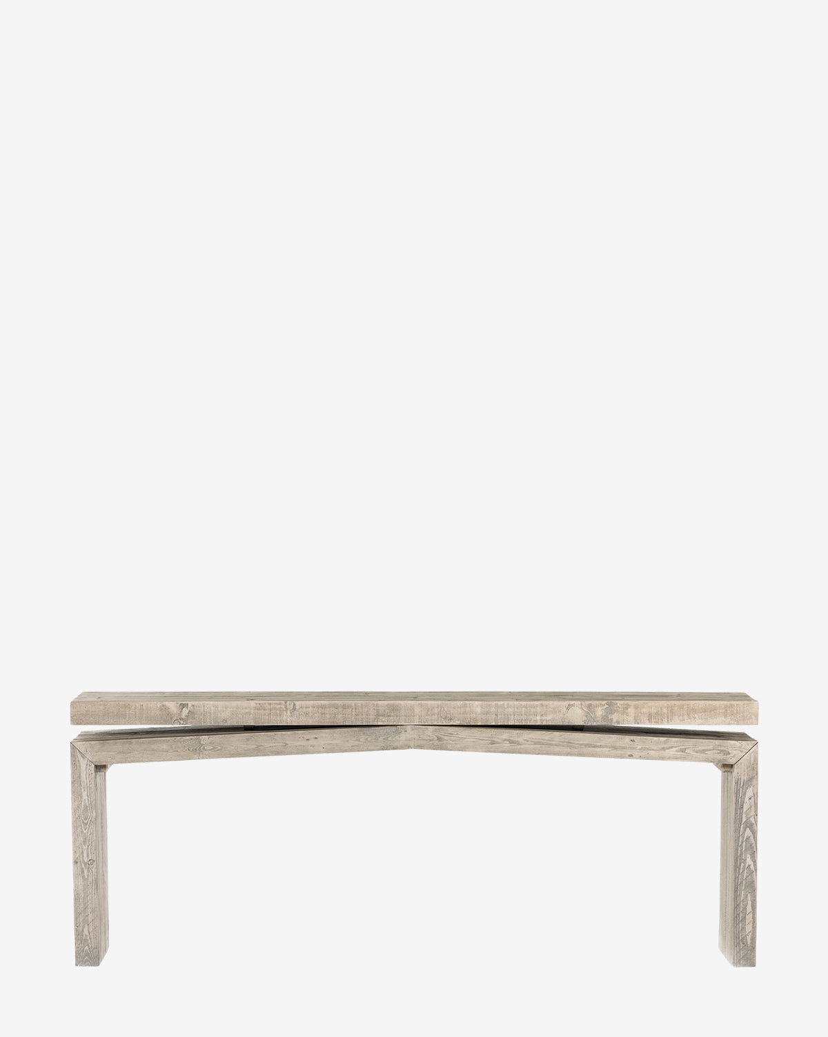 The Colter Console Table is crafted from reclaimed wood with a weathered finish, featuring a simple rectangular top and sturdy straight legs, shown against a plain white background by McGee & Co.