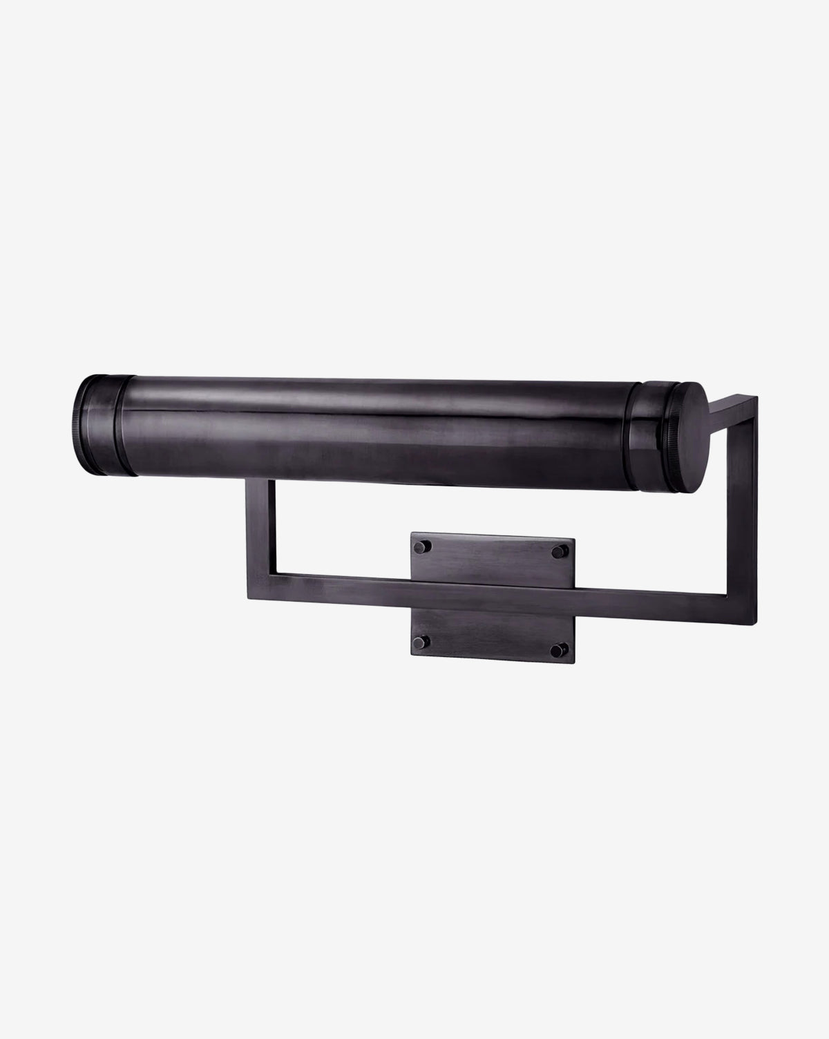 The Visual Comfort & Co. Signature Cosmopolitan Picture Light features a black metal cylindrical shade and rectangular backplate, providing modern wall art lighting perfect for illuminating artwork or photographs in any space. McGee & Co.