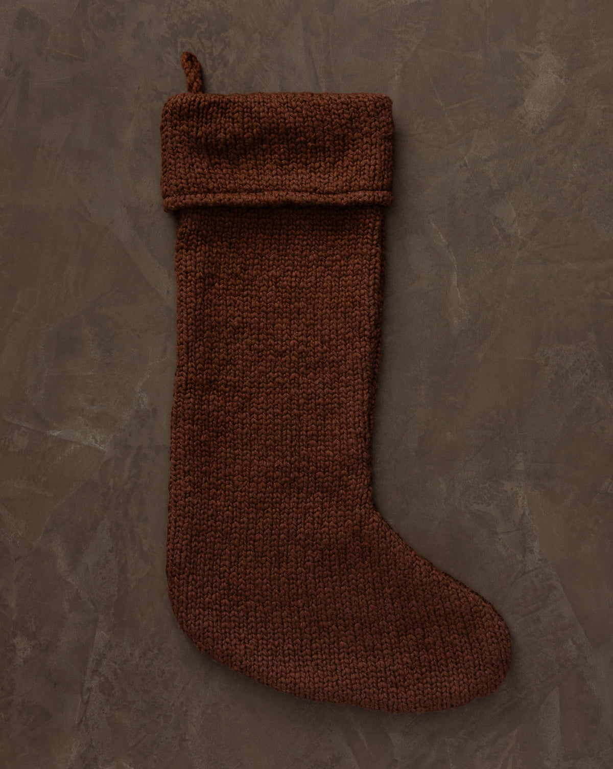Cozy Knit Stocking in Deep Brown