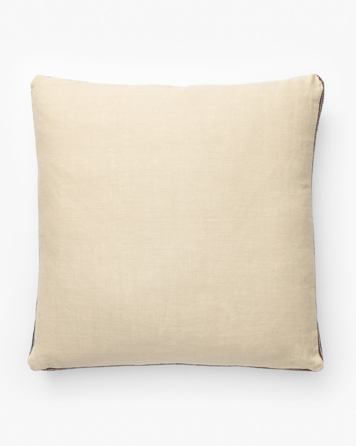 The Decorative Edge Pillow Cover is square and beige, featuring a plain linen design with a subtle striped gusset edge, displayed against a white background by McGee & Co.