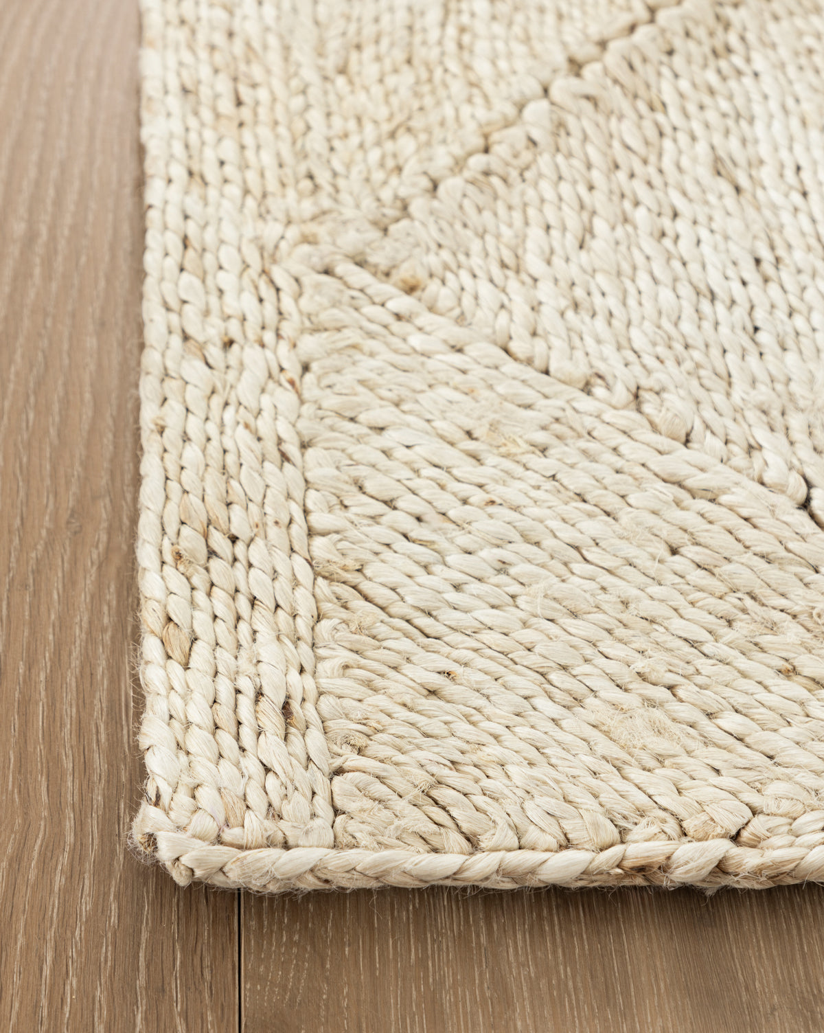 Diamond Braided Bleached Jute Rug