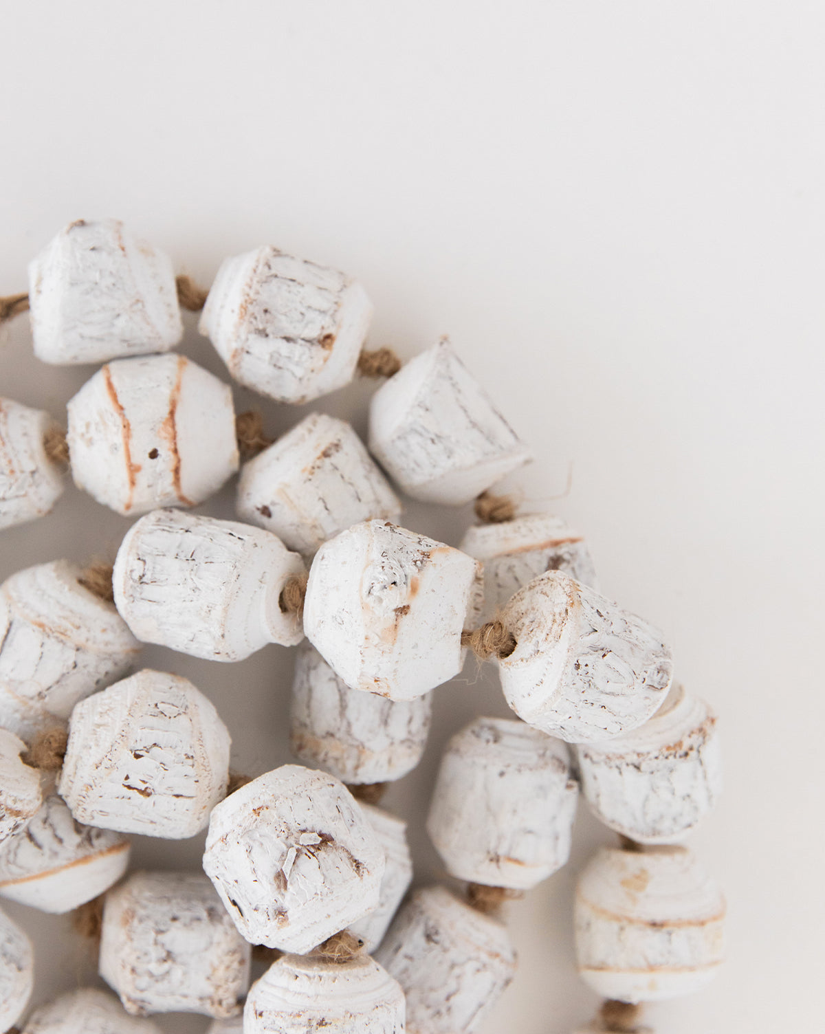 Distressed White Beaded Garland