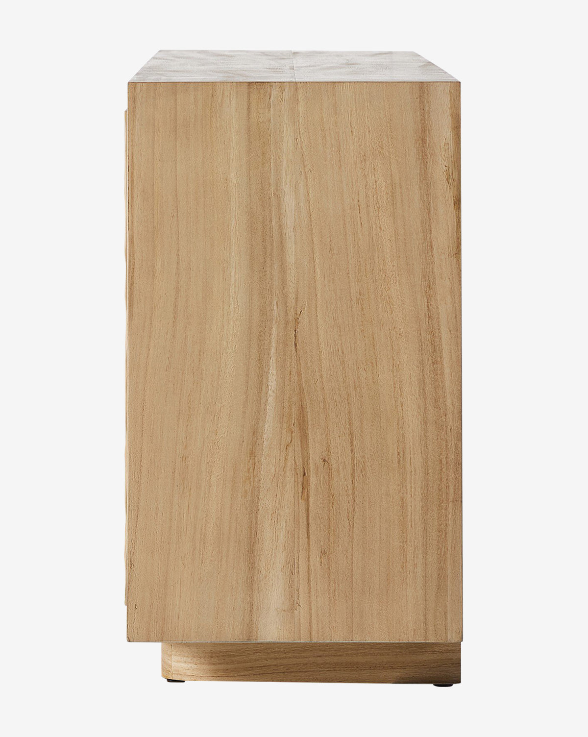 The Drayton Sideboard is a rectangular, minimalist wooden block with a natural wood grain finish, perfect as entryway furniture and shown from the front against a plain white background by McGee & Co.