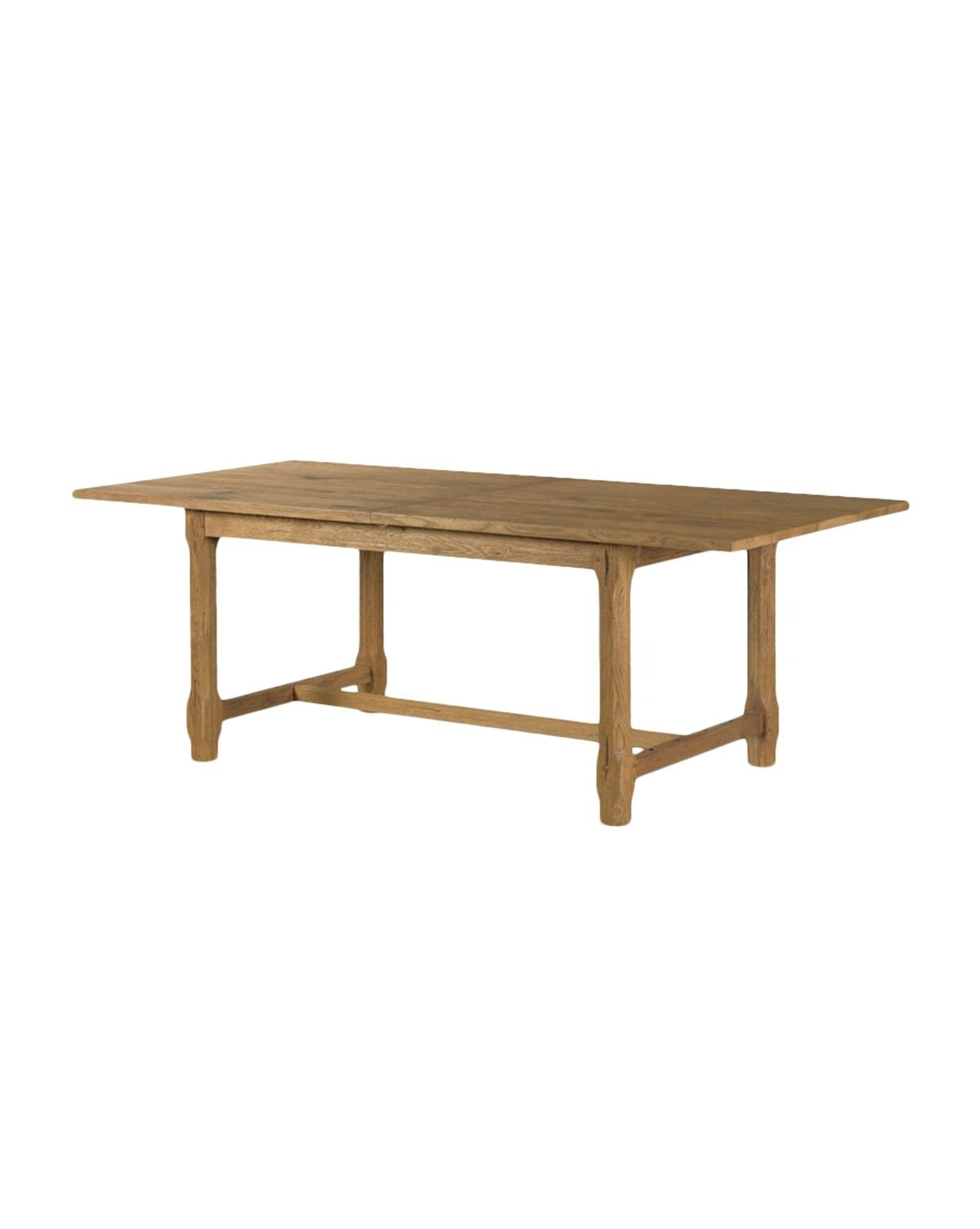 The Elliot Extension Dining Table features a simple, sturdy rectangular design with four straight legs and a light wood finish that highlights its natural grain, offering timeless appeal perfect for any space by McGee & Co.