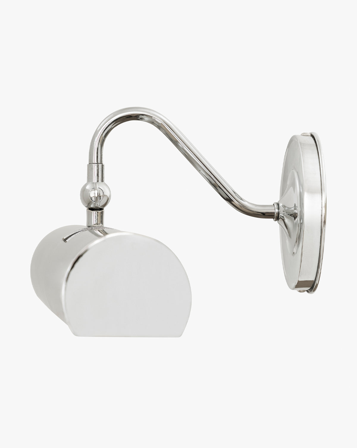 The Gallery Picture Sconce, finished in burnished bronze, features a curved arm and rounded cylindrical shade mounted on a circular base, shown against a plain white background by McGee & Co.