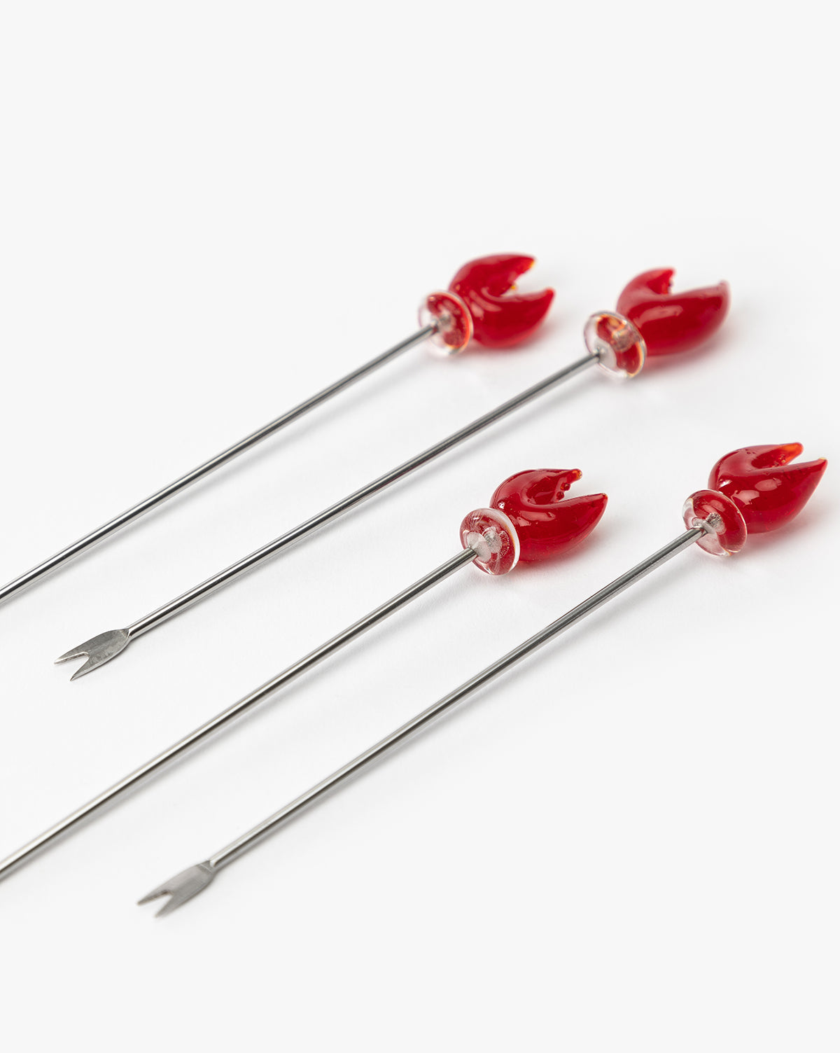 Glass Lobster Claw Picks (Set of 4)