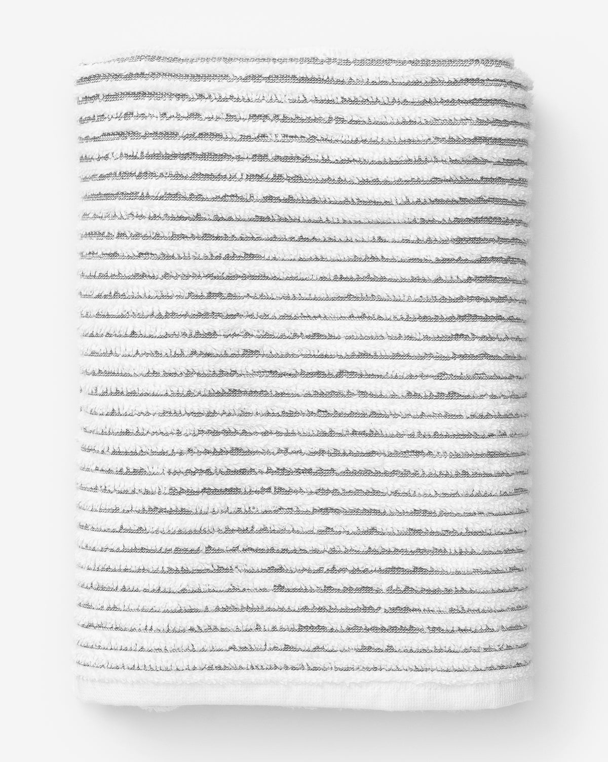 The Gray Striped Bath Collection features soft, absorbent white Aegean cotton towels with evenly spaced gray stripes—perfect for anyone who loves a classic, elegant design.