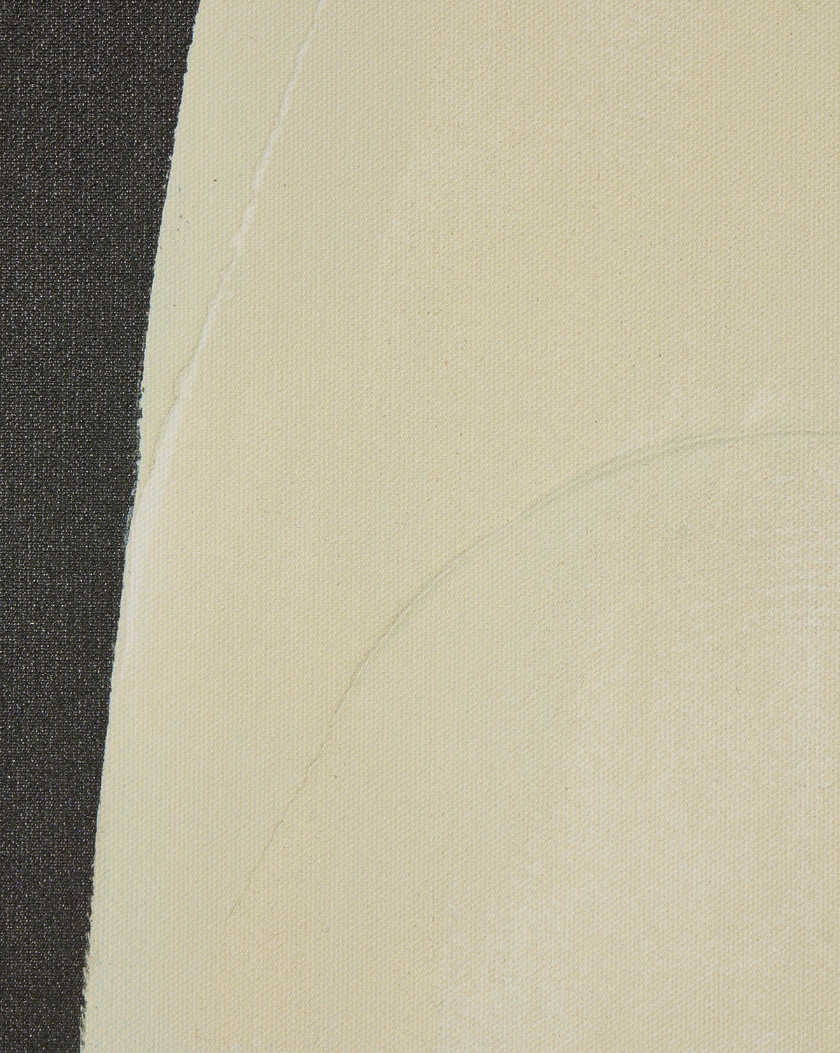 Grecco I by Jess Engle features a black vertical form on the left and sweeping cream curves on the right, with canvas texture and sketch lines—an eye-catching modern accent as a matte-wrapped canvas, by McGee & Co.