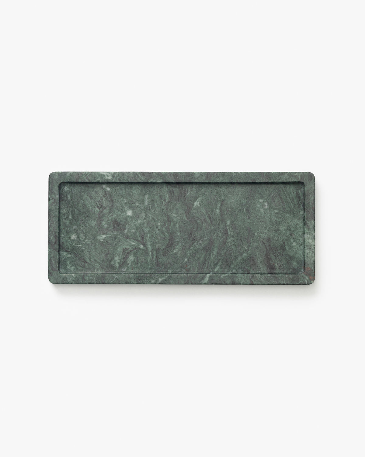 The Green Marble Nesting Tray features a rectangular shape, marbled pattern, and raised edges—ideal for decorative displays—shown on a plain white background, by McGee & Co.