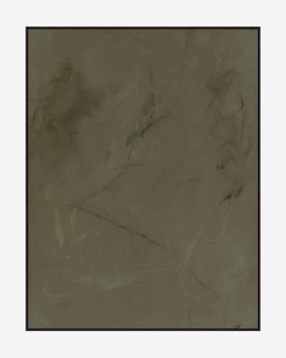 Greener Grasses is a square abstract painting in muted brown and gray, featuring subtle lines and smudges for a minimalist, textured look. Presented as a giclee on canvas, it offers exceptional detail and depth, by McGee & Co.