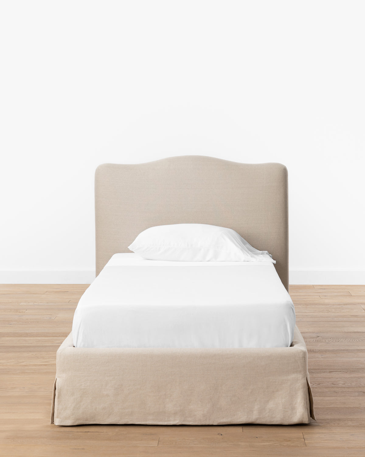 upholstered bed, linen bed, oatmeal linen, bedroom furniture