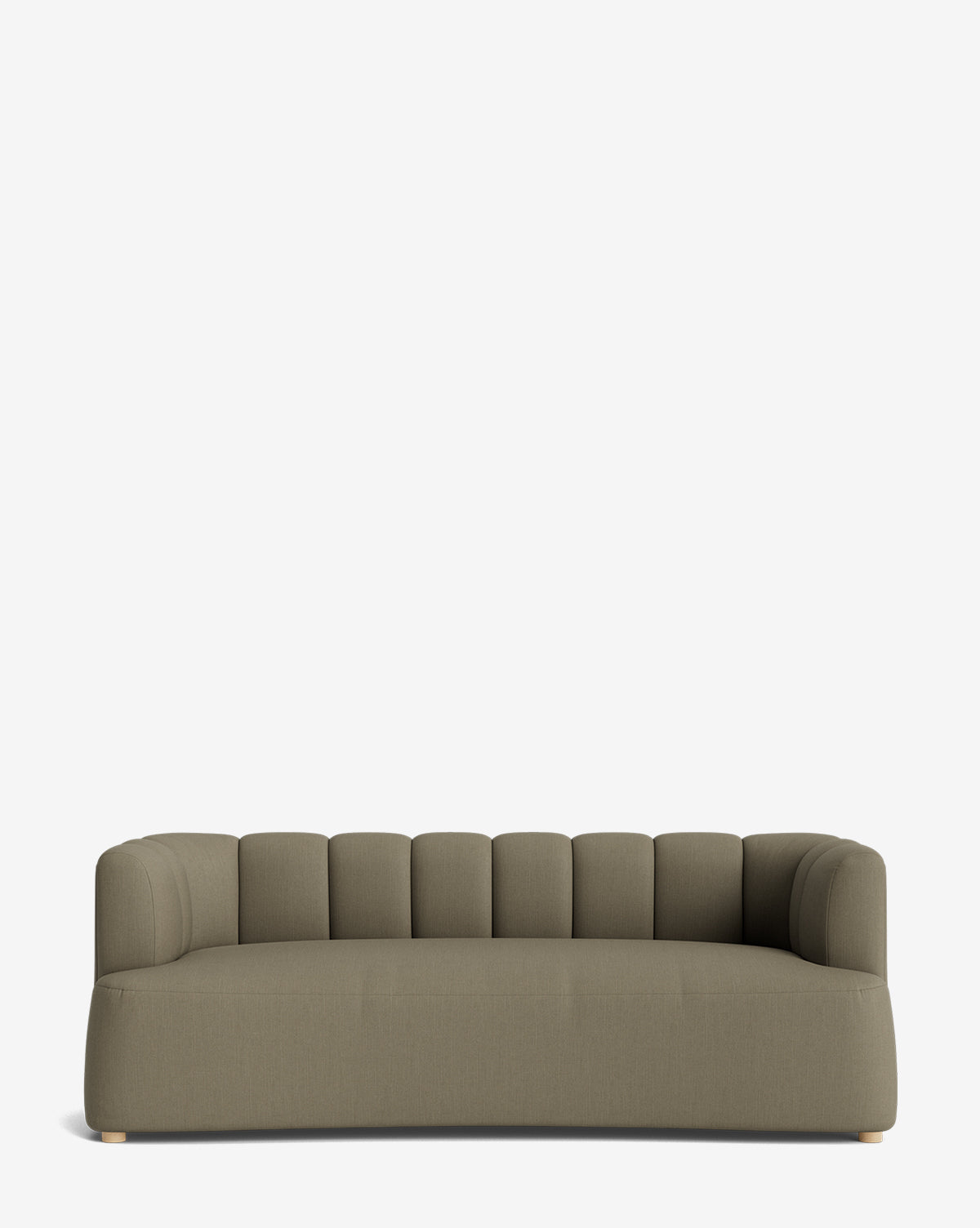 The Ines Sofa 90 features a modern, low-profile design in olive-green velvet with rounded arms and a tufted backrest, shown against a plain white background, by McGee & Co.