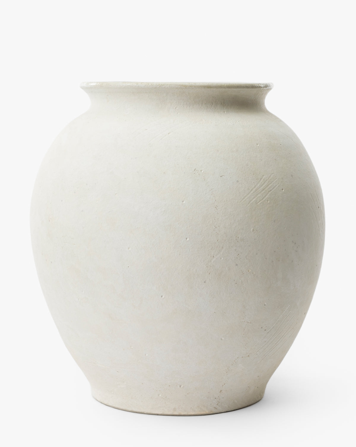 The Isla Terracotta Vase features a large, round shape with an organic texture, wide body, and narrow flared rim—perfect for enhancing your home decor against a plain white background, by McGee & Co.