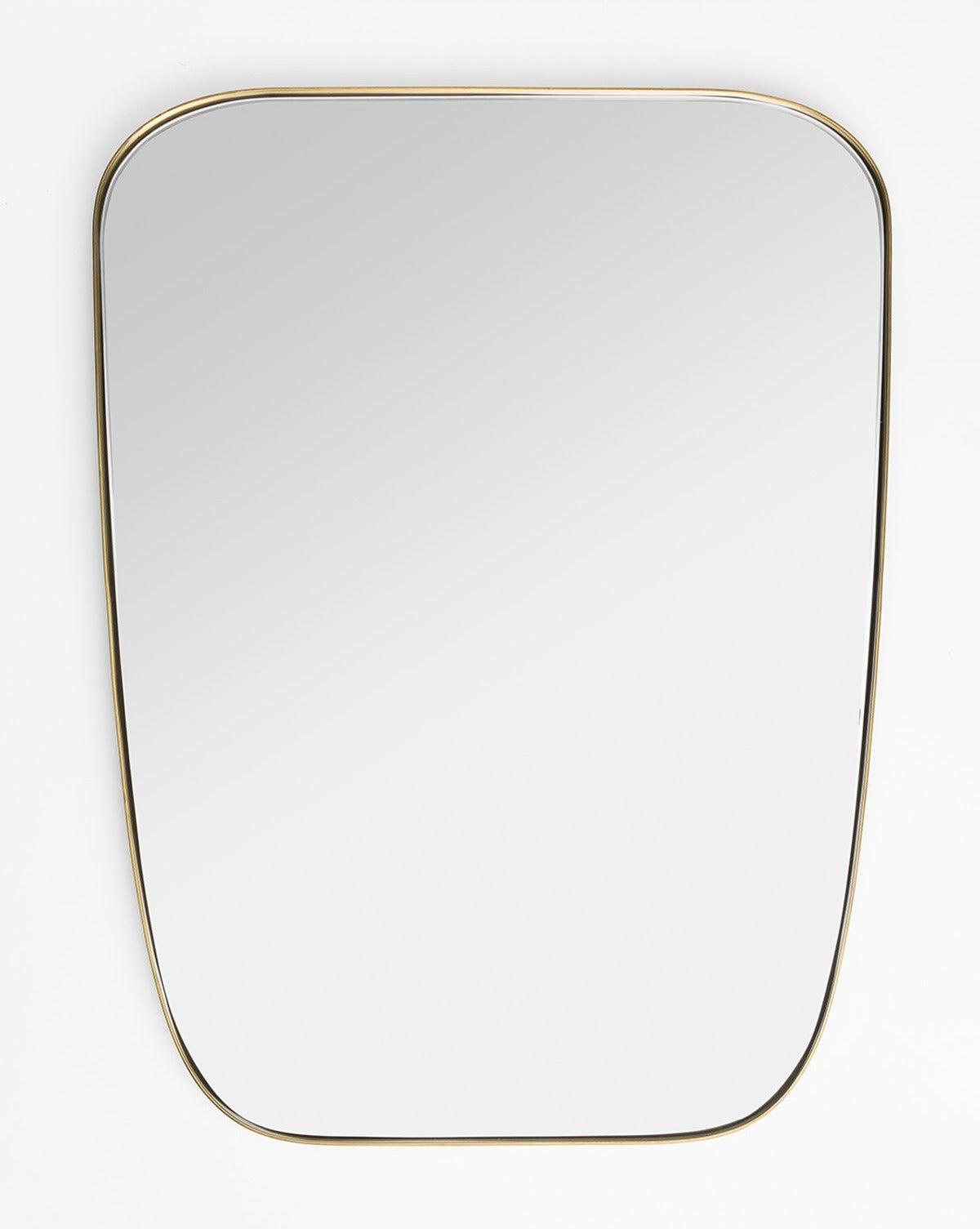 The Jace Inset Mirror, featuring a frameless, slightly rounded rectangular design with curved edges, is mounted vertically against a white background, bringing elegant wall art style to any space by McGee & Co.