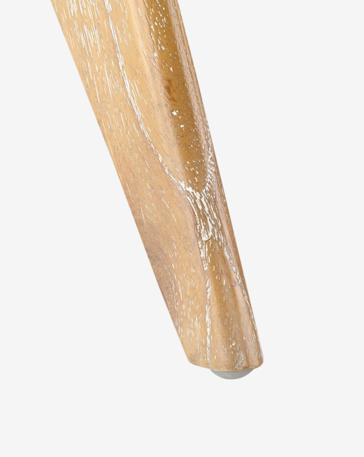 Close-up of a tapered wooden leg from the Kareen Stool by Villa & House, LLC, featuring a light natural finish with visible wood grain and a small white cap at the bottom, shown against a plain white background. McGee & Co.