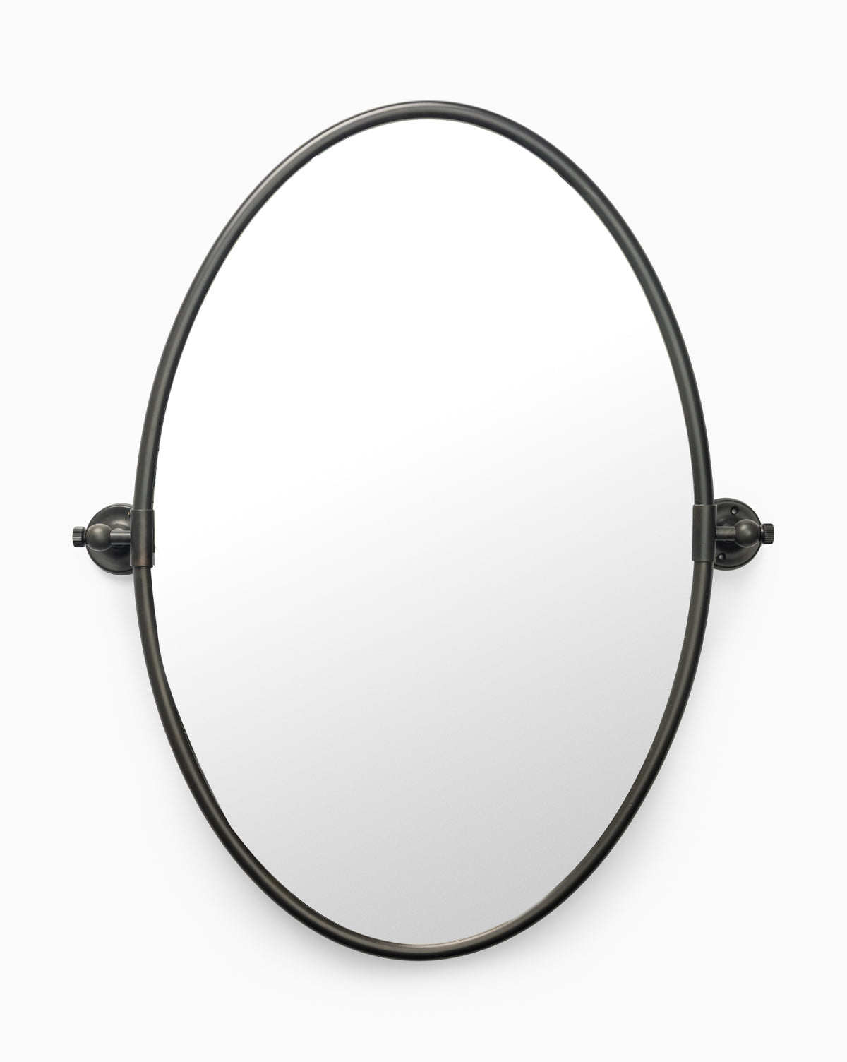 The Kitson Oval Mirror features a thin, dark metal frame with side brackets and is displayed against a plain white background, by McGee & Co.