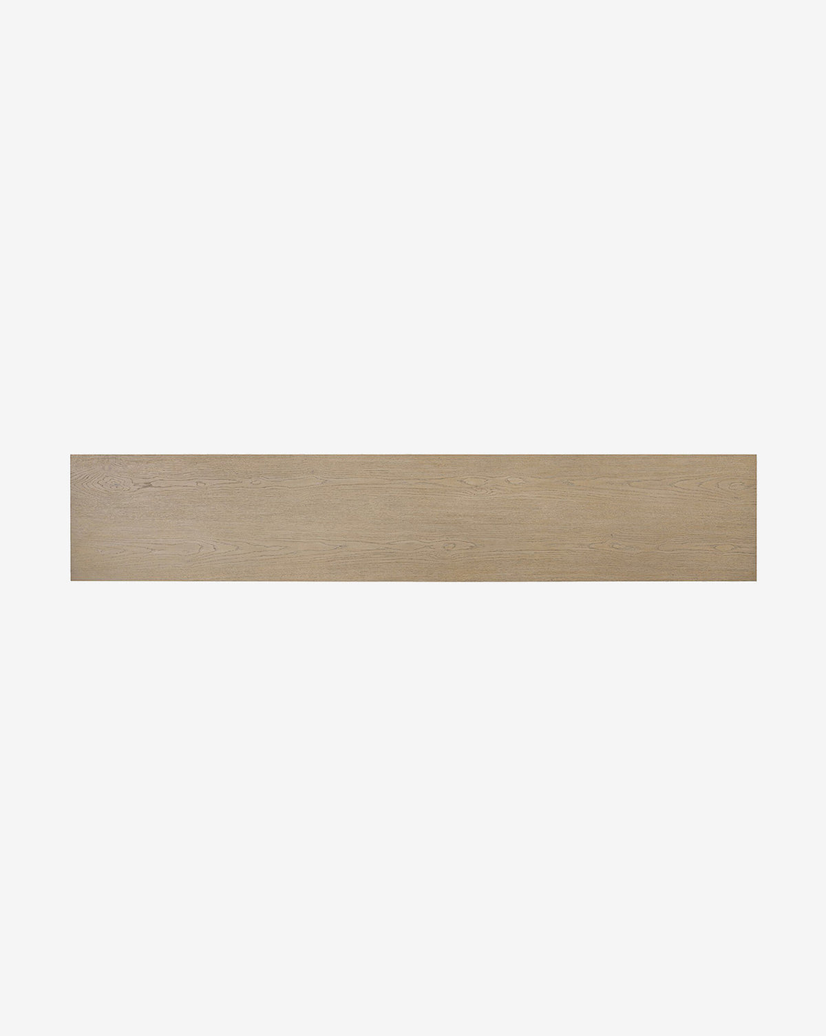 The Leith Console is a long, rectangular oak piece with a light brown finish and subtle wood grain, shown centered on a plain white background by McGee & Co.